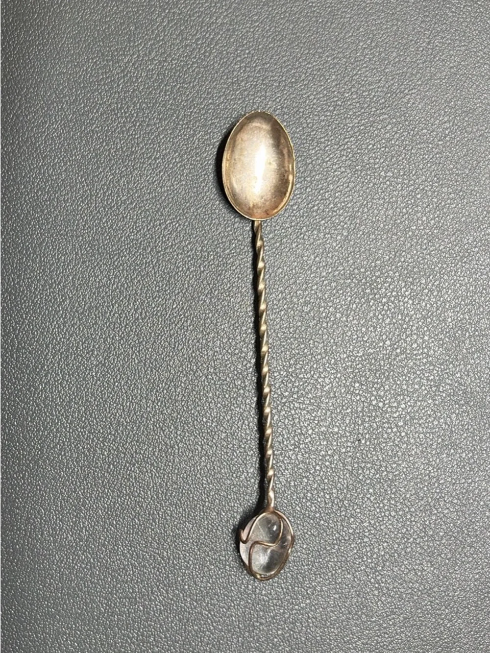 Silver spoons with crystals- white and purple